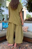 Sandbar Linen Blend Drape Front Cap Sleeve Gilet Deep Olive